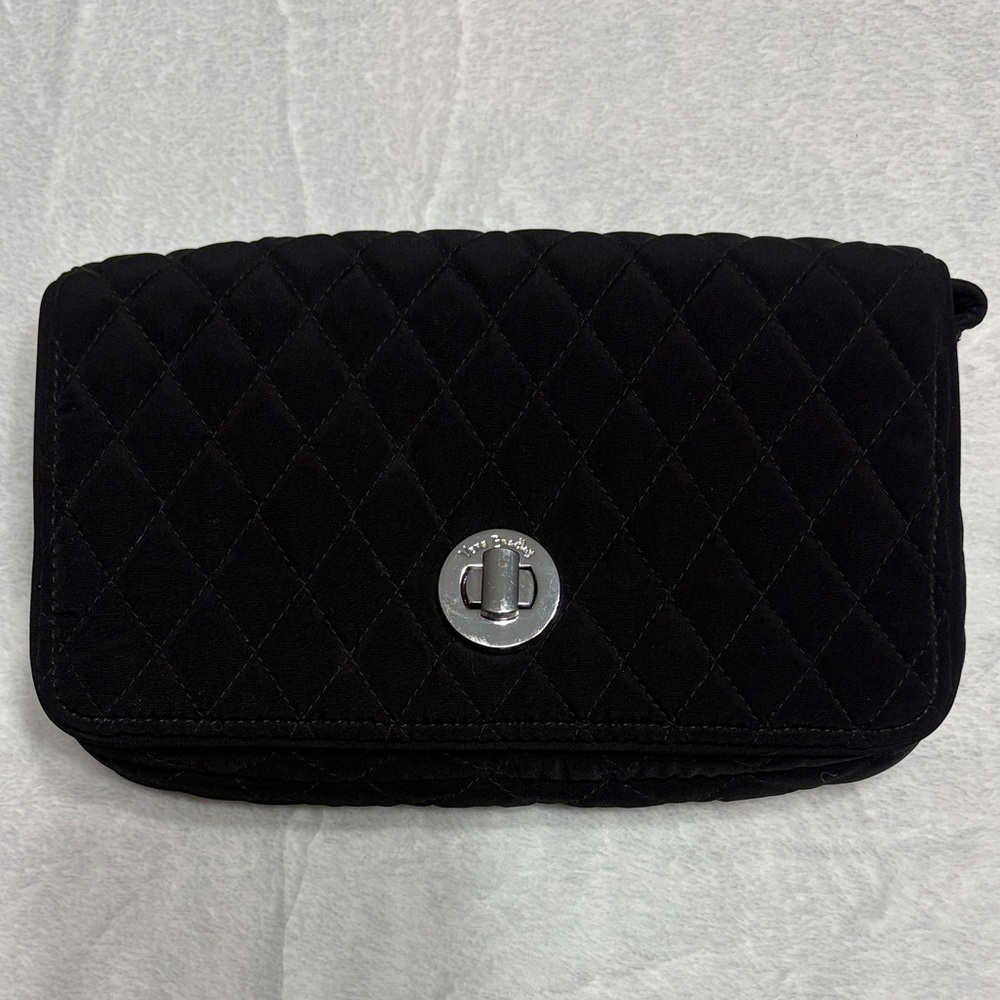 Vera Bradley Black Quilted Crossbody with Silver Turn-Lock